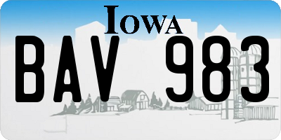 IA license plate BAV983