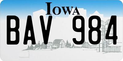 IA license plate BAV984