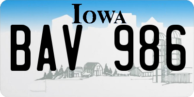 IA license plate BAV986