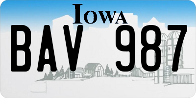 IA license plate BAV987