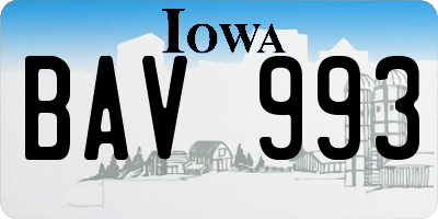 IA license plate BAV993