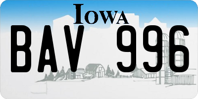 IA license plate BAV996