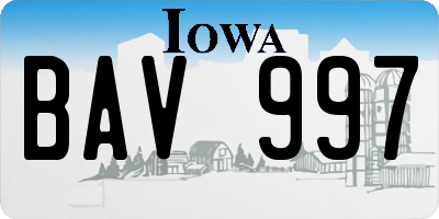 IA license plate BAV997