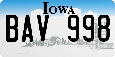 IA license plate BAV998