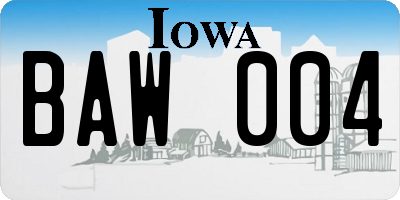 IA license plate BAW004