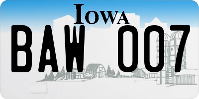 IA license plate BAW007