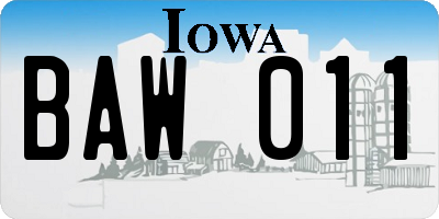 IA license plate BAW011