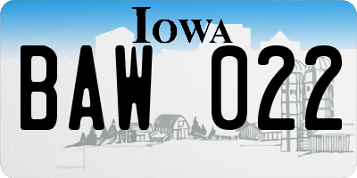 IA license plate BAW022