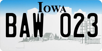 IA license plate BAW023