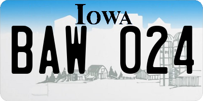 IA license plate BAW024