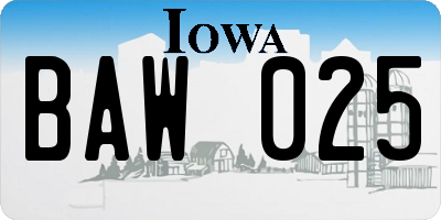 IA license plate BAW025
