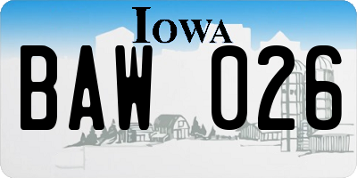 IA license plate BAW026