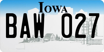 IA license plate BAW027