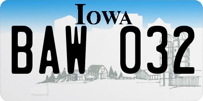 IA license plate BAW032