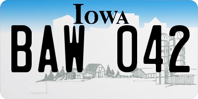 IA license plate BAW042