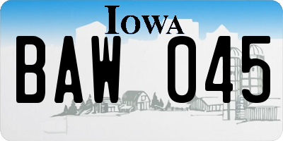 IA license plate BAW045