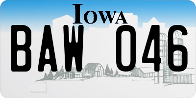 IA license plate BAW046