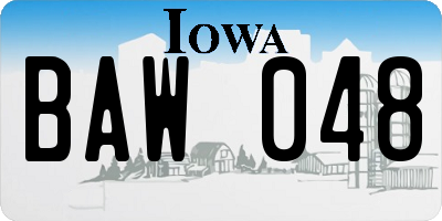 IA license plate BAW048
