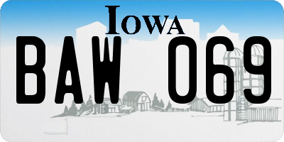 IA license plate BAW069