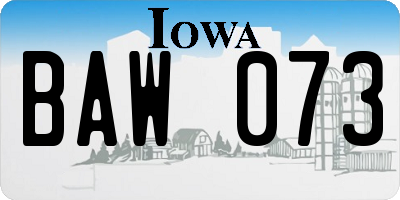 IA license plate BAW073