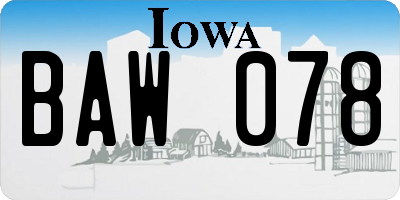 IA license plate BAW078