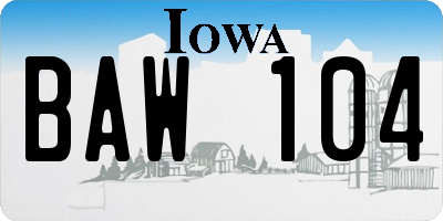 IA license plate BAW104