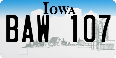 IA license plate BAW107