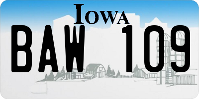 IA license plate BAW109