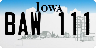 IA license plate BAW111