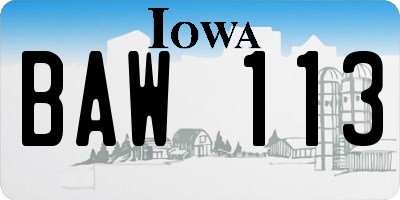 IA license plate BAW113