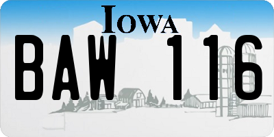 IA license plate BAW116