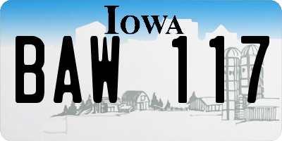IA license plate BAW117