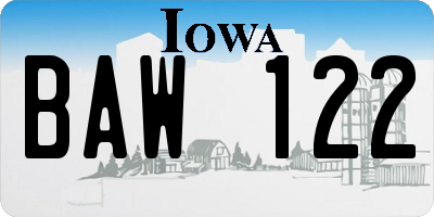 IA license plate BAW122