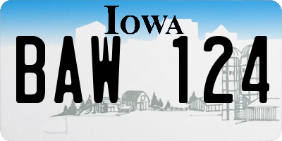 IA license plate BAW124