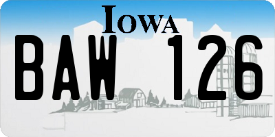 IA license plate BAW126