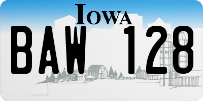 IA license plate BAW128