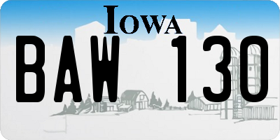 IA license plate BAW130