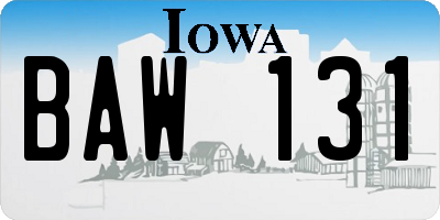 IA license plate BAW131