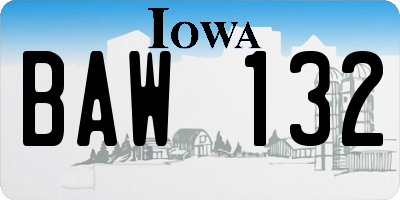 IA license plate BAW132