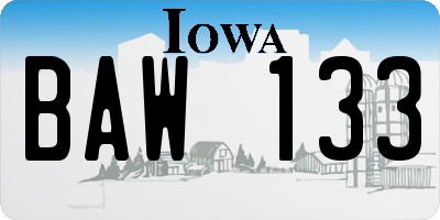 IA license plate BAW133