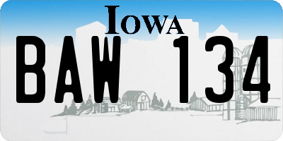 IA license plate BAW134