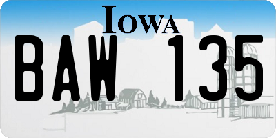 IA license plate BAW135
