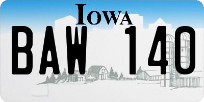 IA license plate BAW140