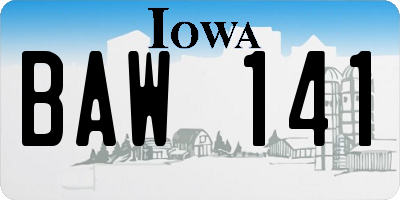 IA license plate BAW141