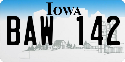 IA license plate BAW142