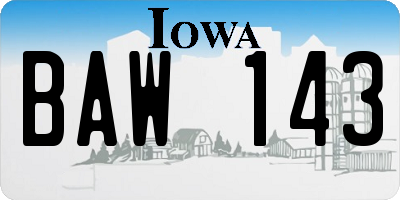 IA license plate BAW143