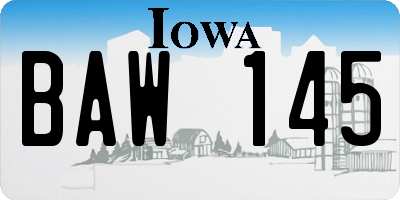 IA license plate BAW145