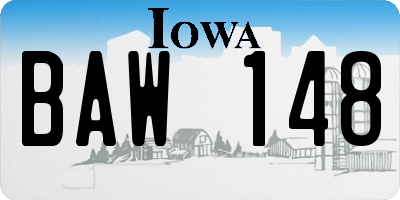 IA license plate BAW148