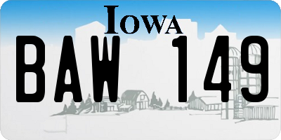 IA license plate BAW149