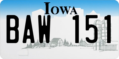 IA license plate BAW151